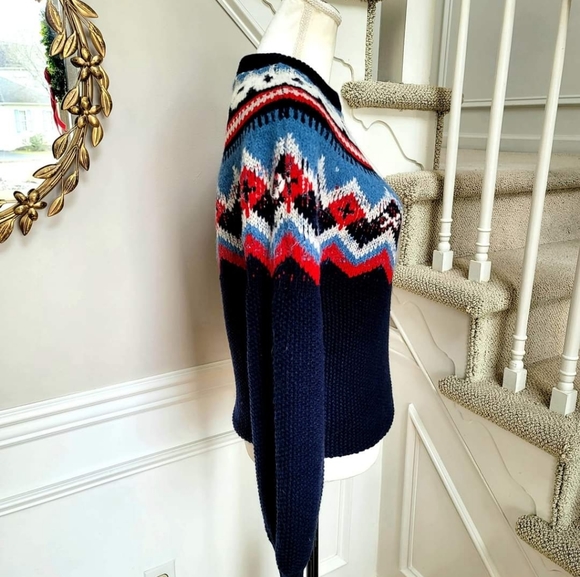 New! J Crew sz XL X-Large Zigzag Fair Isle Navy Blue Sweater NWT - Picture 4 of 13